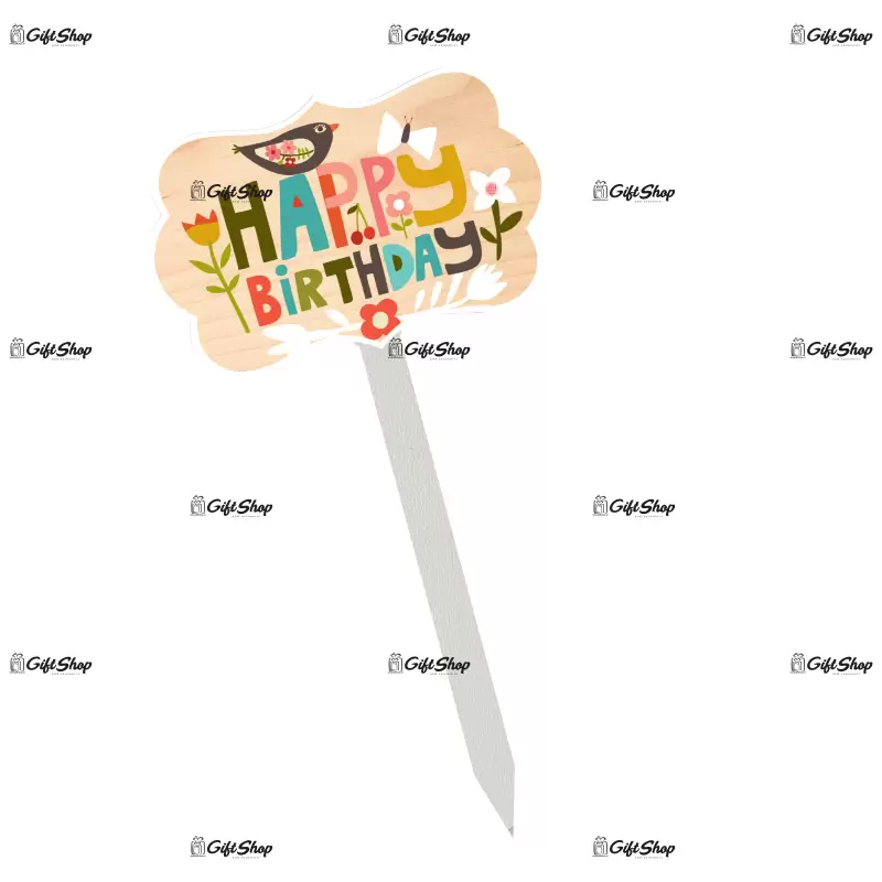 Happy birthday, topper lemn, model a